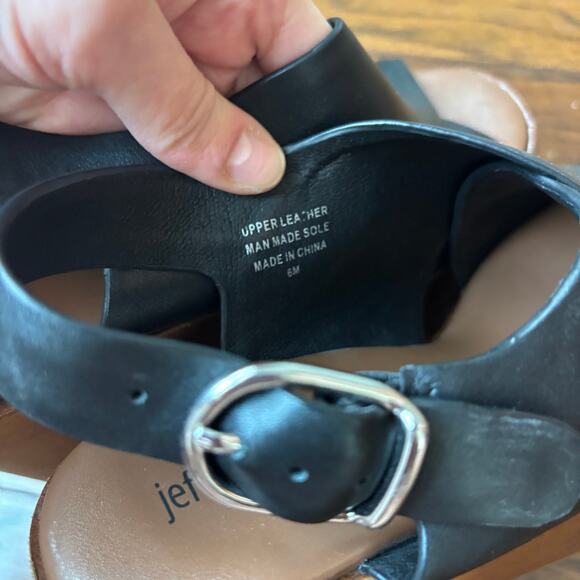 Jeffrey Campbell Fiddle Platform Wedge Heels Sz 6 Black Slingback - Picture 10 of 14